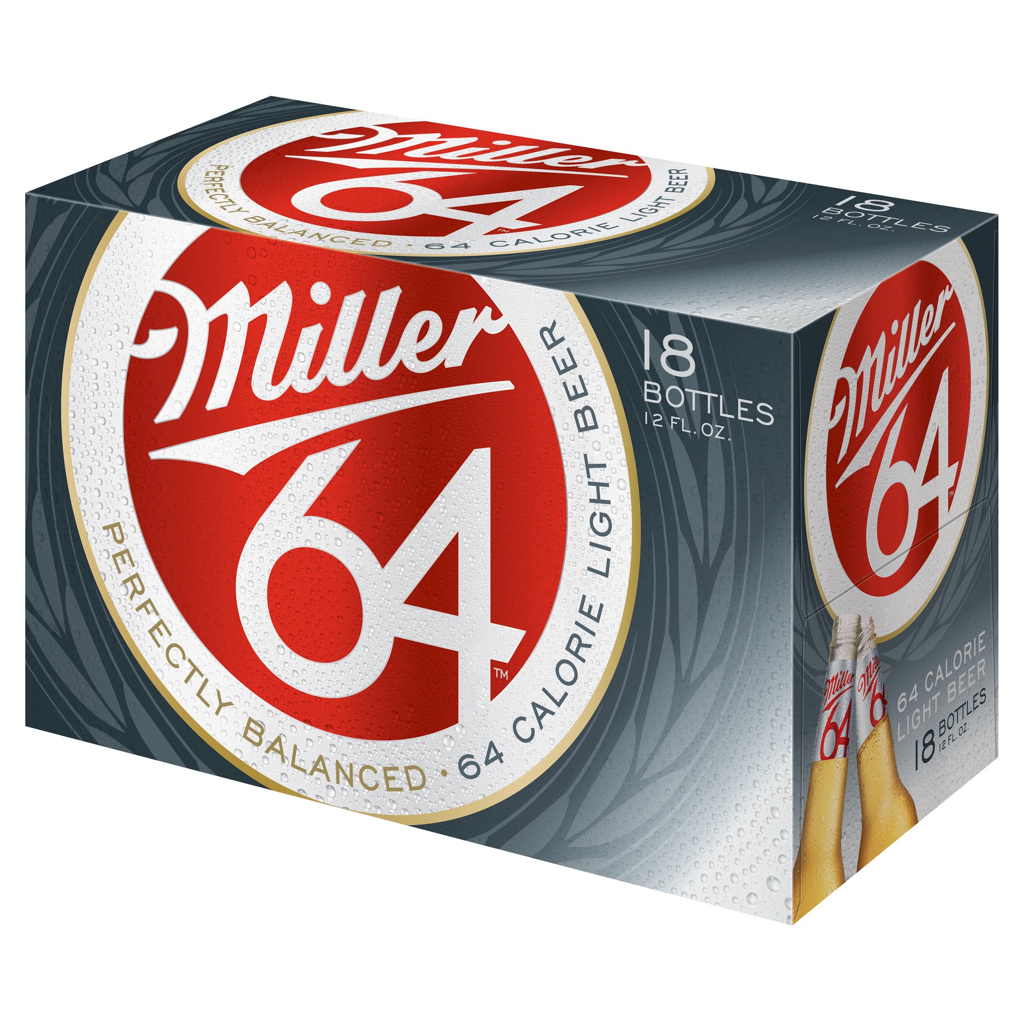 Miller 64 Beer, Extra Light Lager, 18 Pack Light Beer, 12 Fl. Oz. Bottles, 2.8% ABV thumbnail