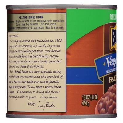 (6 Pack)  Bushs Best Reduced Sodium Vegetarian Baked Beans 16 Oz thumbnail