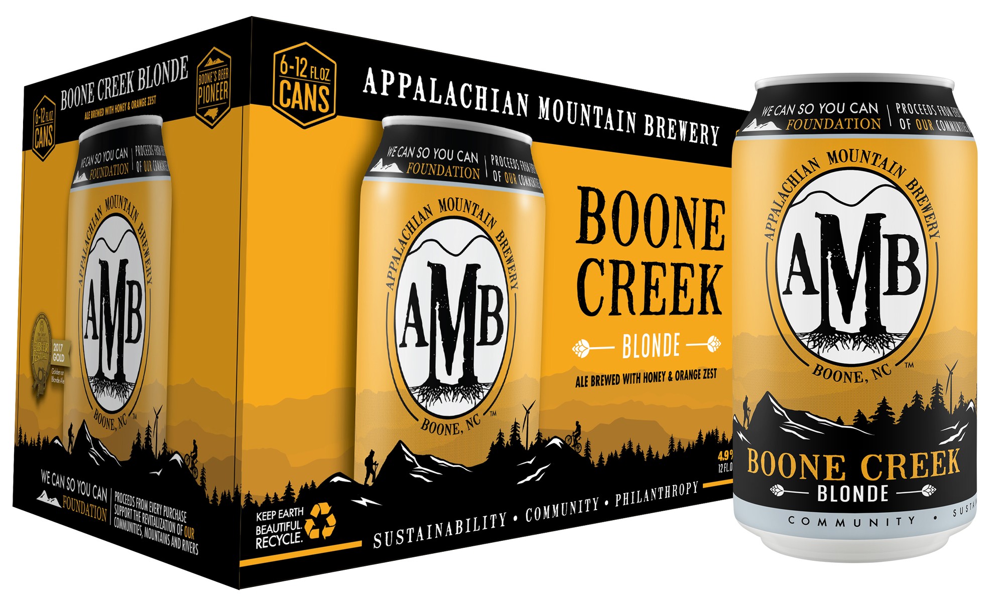 Appalachian Mountain Brewery Boone Creek Blonde Ale 6-12 Fl. Oz. Cans