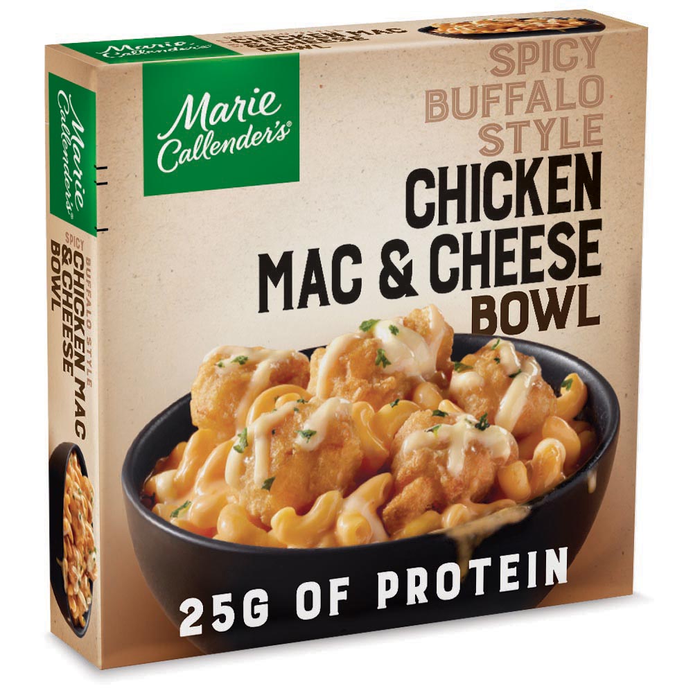 Fried Buffalo Style Mac & Cheese Pasta in a Creamy Cheese Sauce with Chicken Breast Fritters Bowl, Fried Chicken Buffalo Style Mac & Cheese Bowl