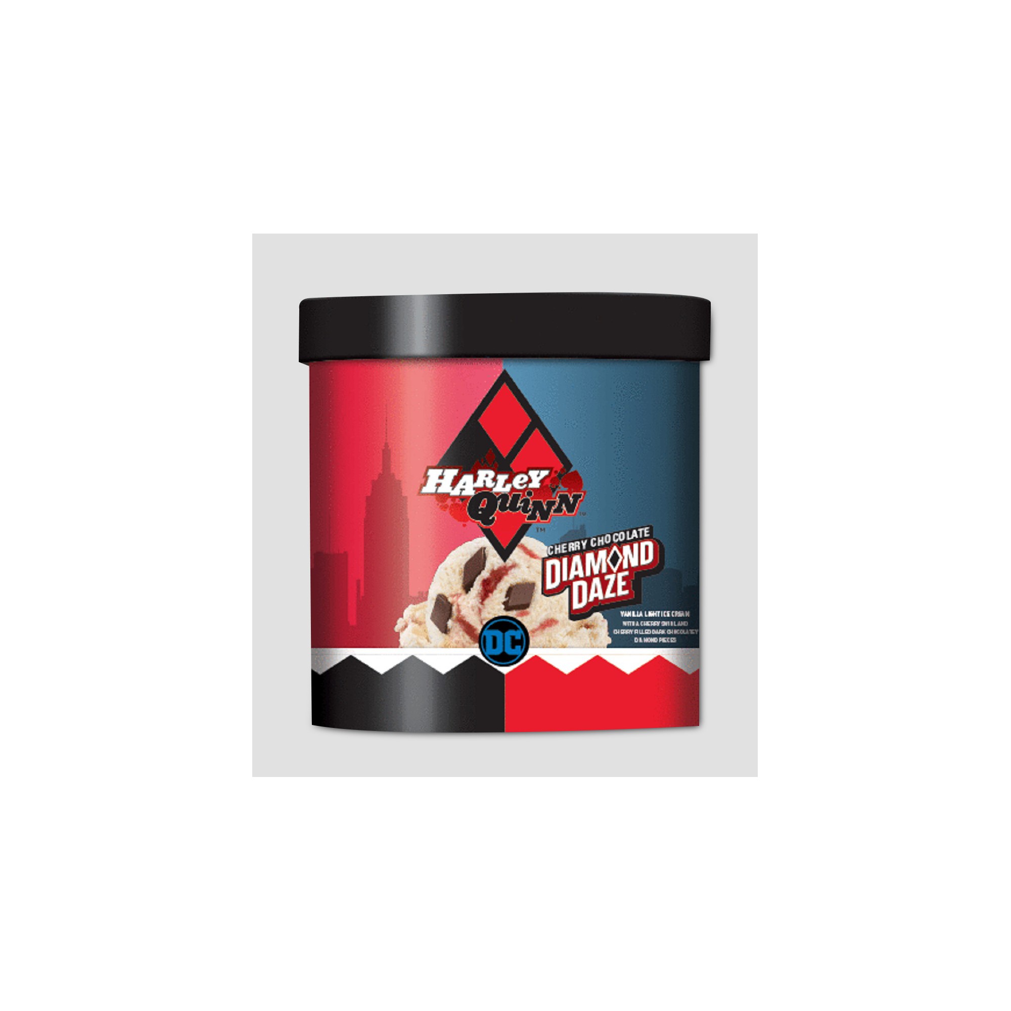 Warner Brothers Harley Quinn, Cherry Chocolate Diamond Daze Vanilla Light Ice Cream 1.5 Qt. Tub thumbnail