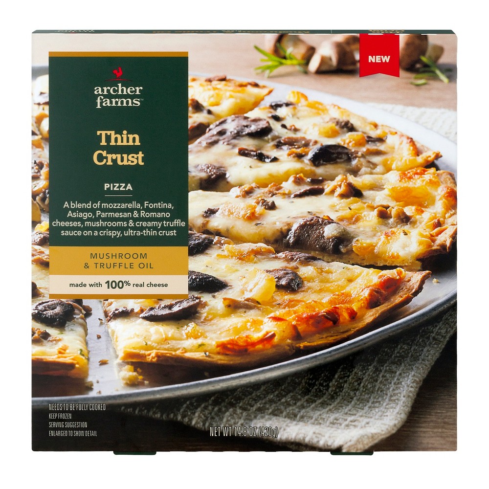 Mushroom & Truffle Oil Thin Crust Frozen Pizza - 14.8oz - Archer Farms Image