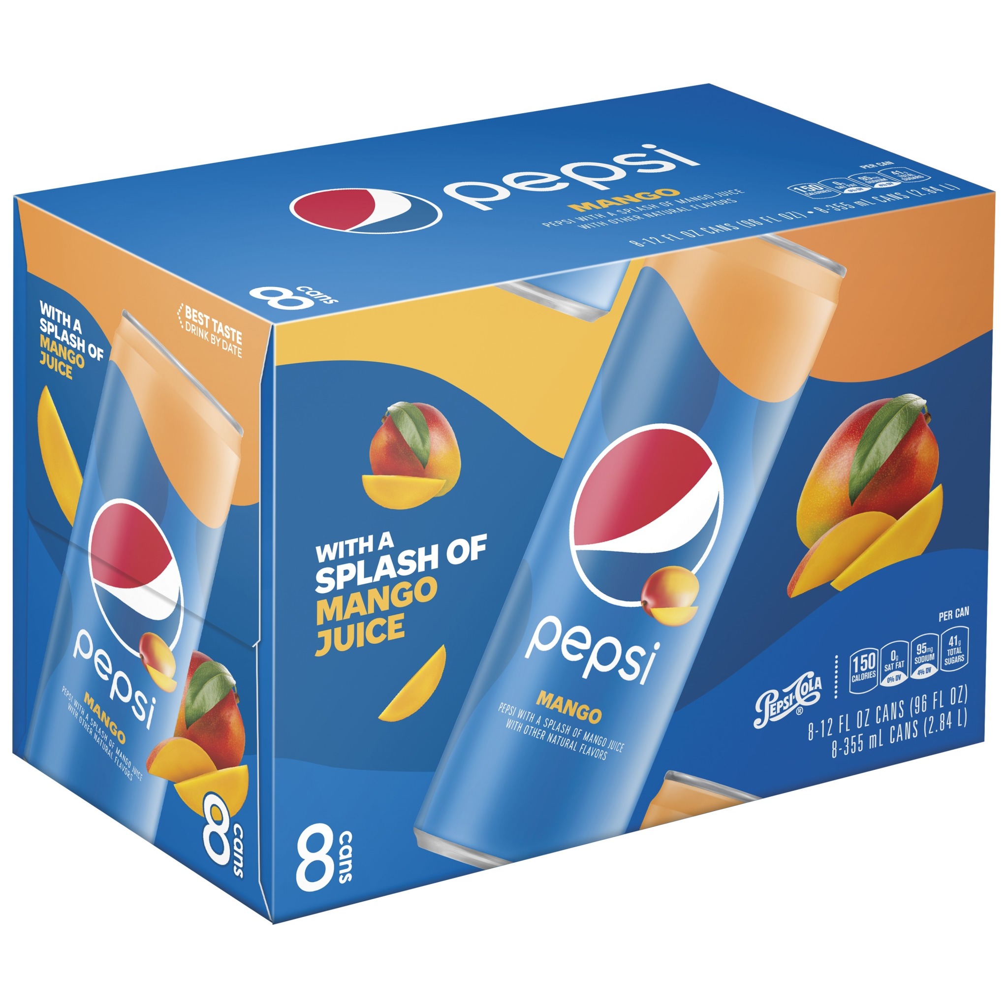 Pepsi Cola Mango Soda Pop  12 Oz  8 Pack Bottles