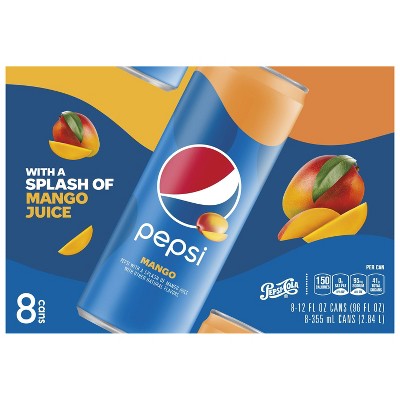 Pepsi Cola Mango Soda Pop  12 Oz  8 Pack Bottles thumbnail