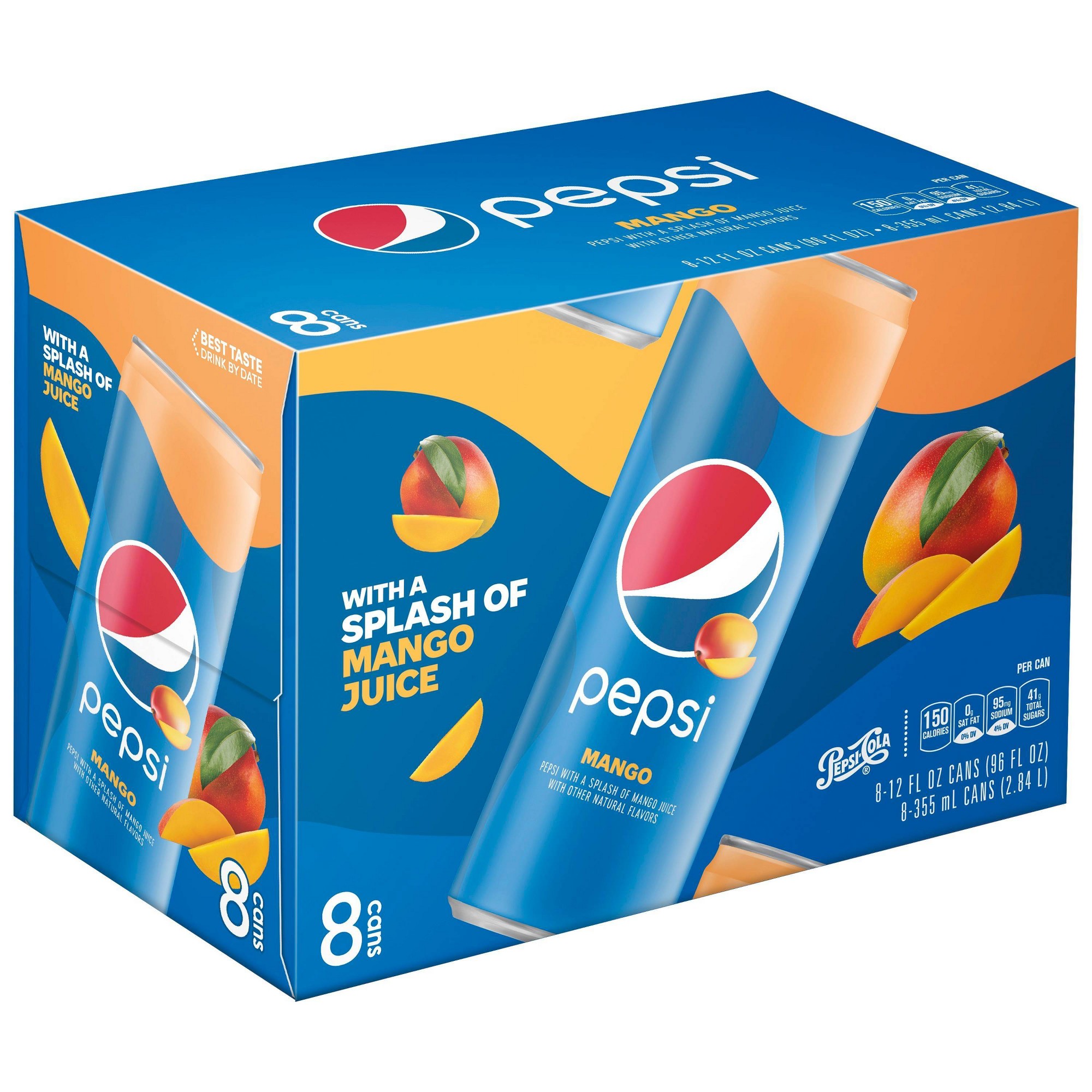 Pepsi Cola Mango Soda Pop  12 Oz  8 Pack Bottles thumbnail
