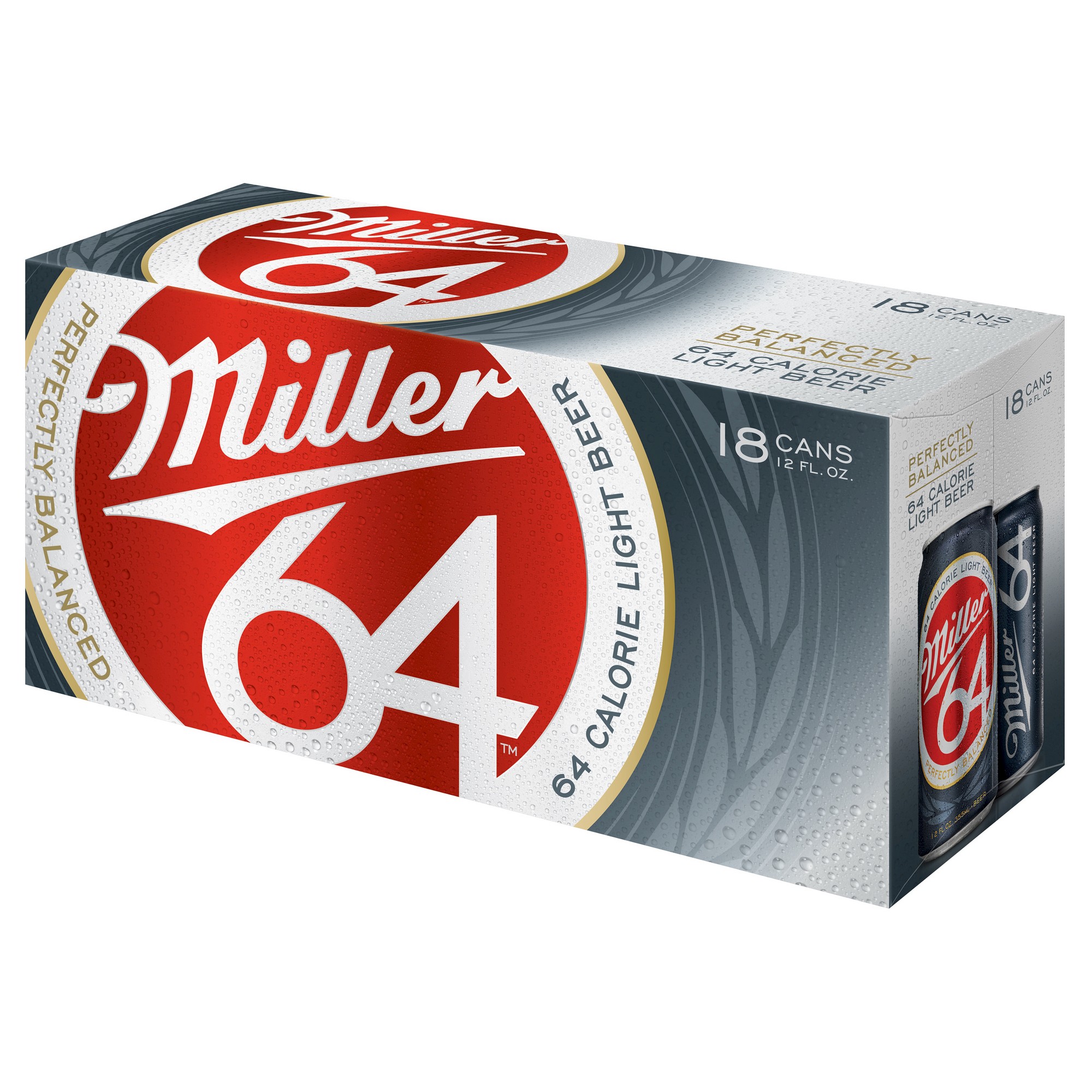 Miller 64 Beer, Extra Light Lager, 18 Pack Light Beer, 12 Fl. Oz. Cans, 2.8% ABV thumbnail
