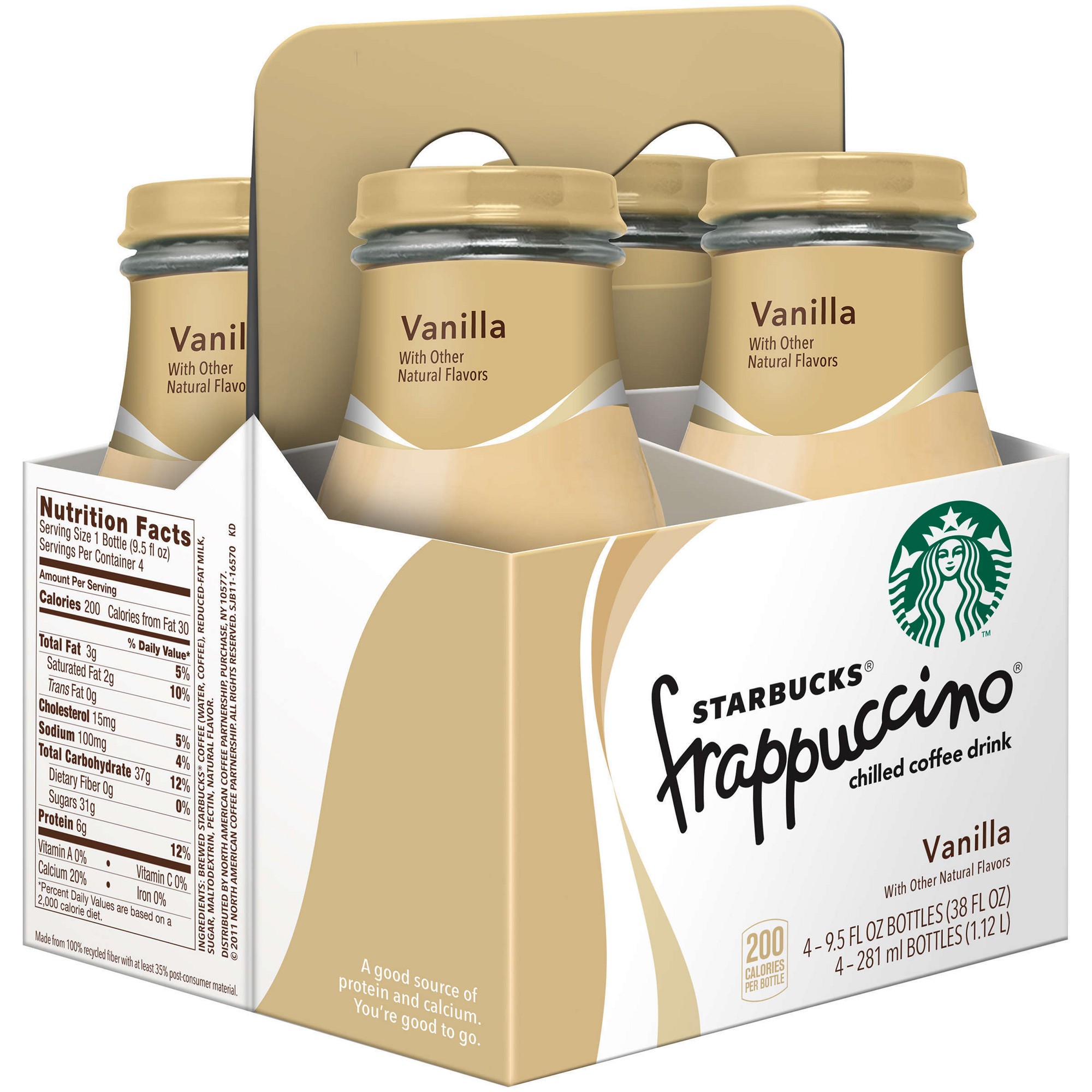 Starbucks Frappuccino Vanilla Coffee Drink - 4pk/9.5 Fl Oz Glass Bottles thumbnail