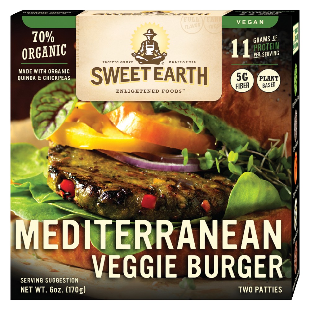 MEDITERRANEAN MADE WITH ORGANIC QUINOA & CHICKPEAS VEGGIE BURGER, MEDITERRANEAN
