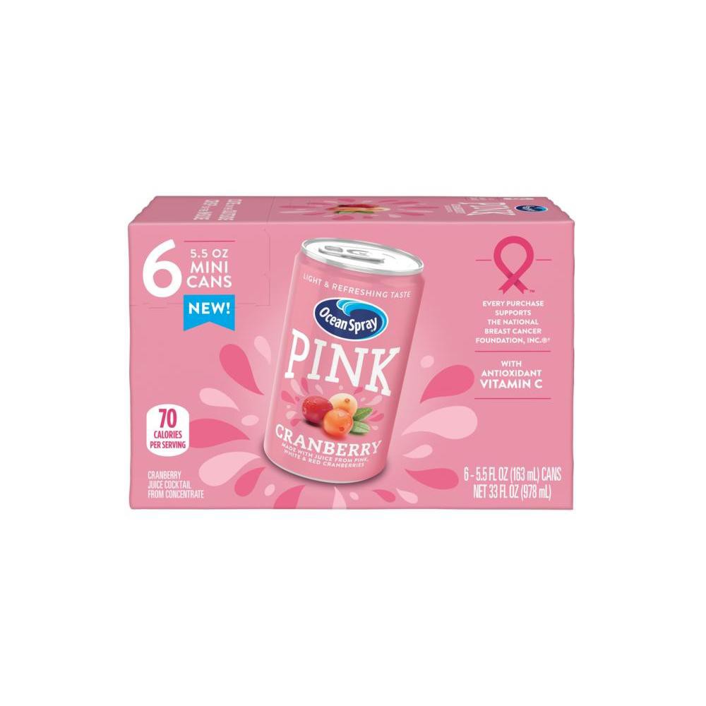 Ocean Spray Pink Cranberry Juice Cocktail Juice Drink - 6pk/ 5.5 Fl Oz Cans