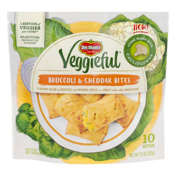 Del Monte® Veggieful Broccoli and Cheddar Frozen Bites, 7.5oz Bag with 10 Bites
