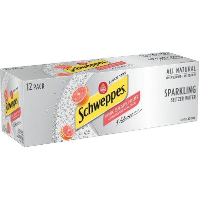 Schweppes Pink Grapefruit Sparkling Seltzer Water - 12pk/12 Fl Oz Cans thumbnail