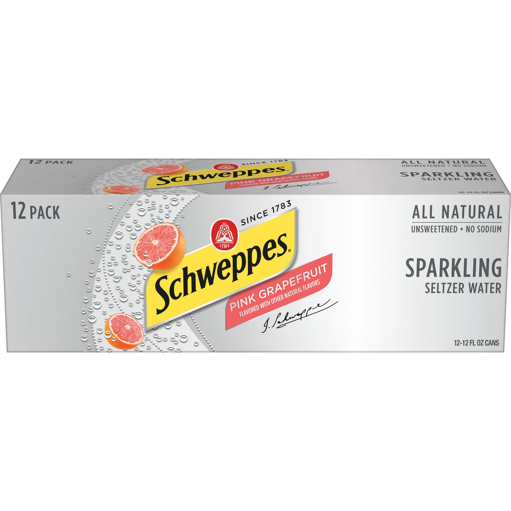 Schweppes Pink Grapefruit Sparkling Seltzer Water - 12pk/12 Fl Oz Cans thumbnail