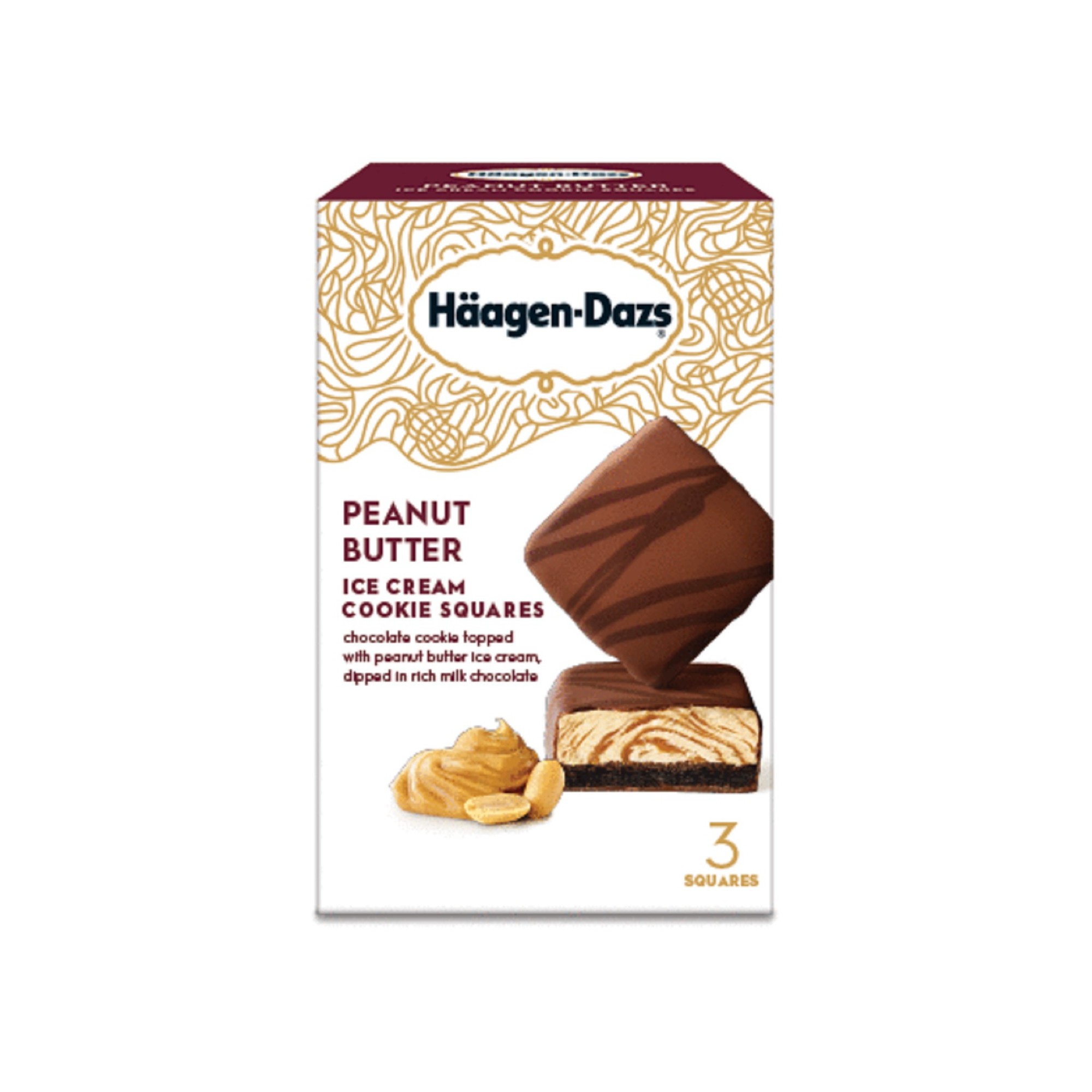 Chocolate Cookie Topped with Peanut Butter Ice Cream, Dipped in Rich Milk Chocolate Squares, Peanut Butter thumbnail
