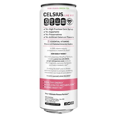 Celsius Sparkling Kiwi Guava Fitness Drink, Zero Sugar, 12 Oz | CVS thumbnail