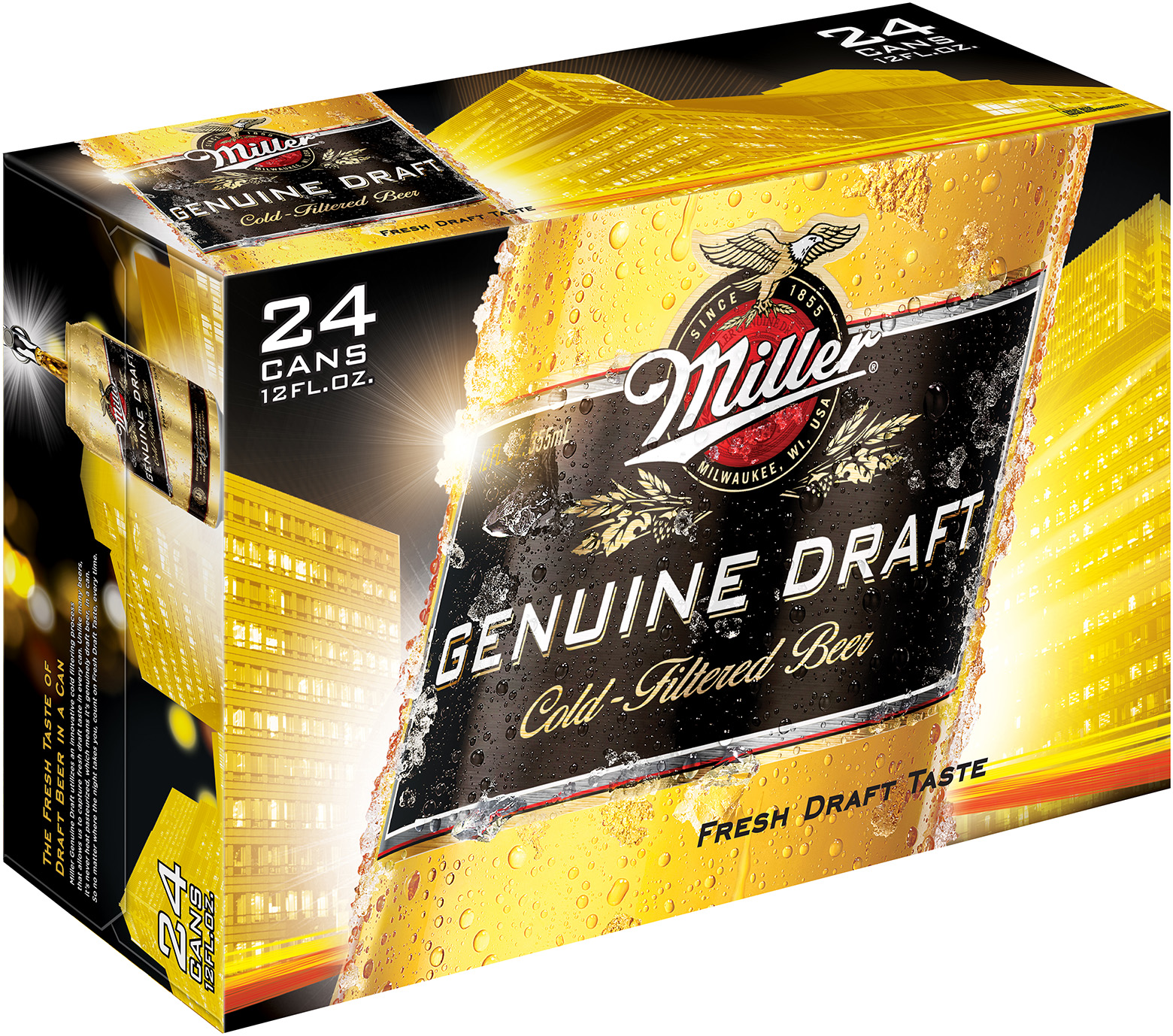 Diet info for Miller Genuine Draft Lager Beer, 24 Pack, 12 fl. oz. Cans ...