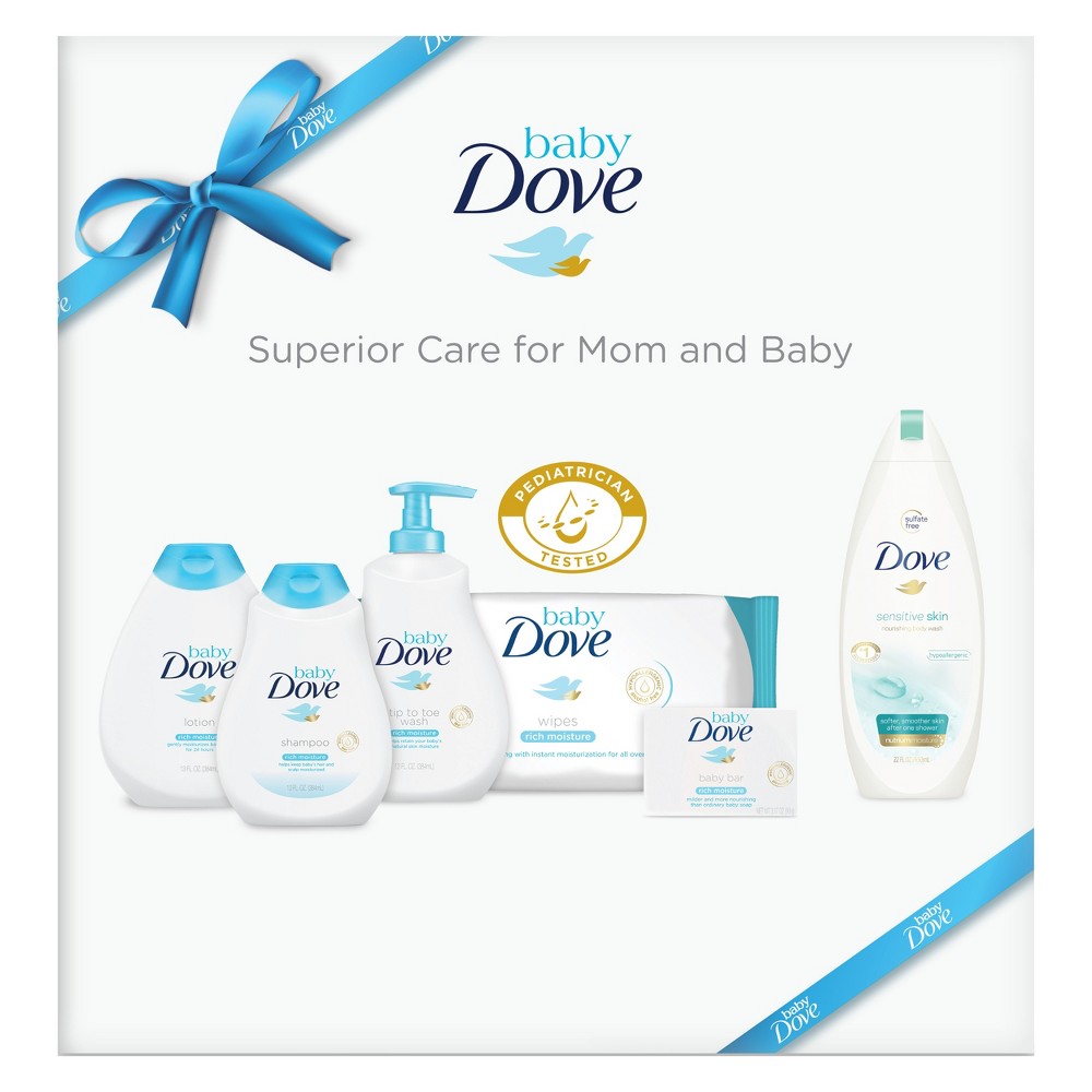 Baby Dove Rich Moisture Baby Gift Set & Dove Sensitive Skin Body Wash Soap for Mom