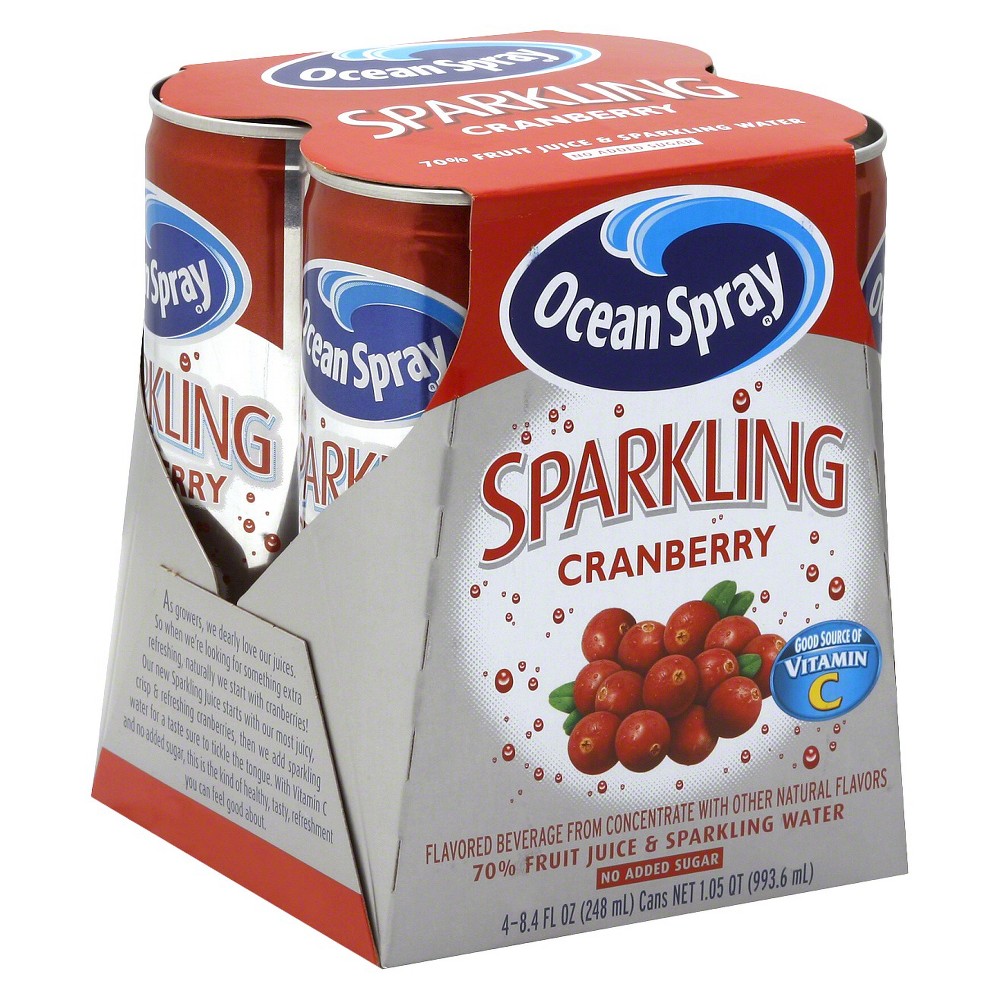 Ocean Spray Sparkling Cranberry Juice- 4pk/8.4 Fl Oz Cans