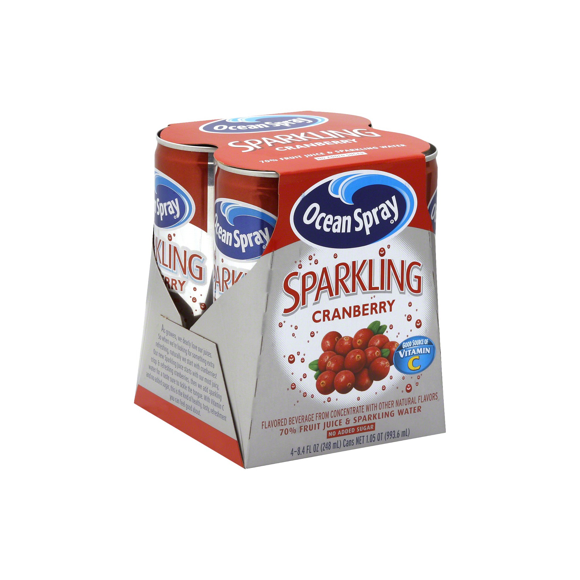 Ocean Spray Sparkling Cranberry Juice- 4pk/8.4 Fl Oz Cans thumbnail
