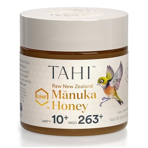 Tahi Raw Manuka Honey New Zealand UMF 10+ Certified (MGO 263+) - 100% Sustainable, Monofloral and Natural Honey - Non-GMO, Glyphosate-Free and Gluten-
