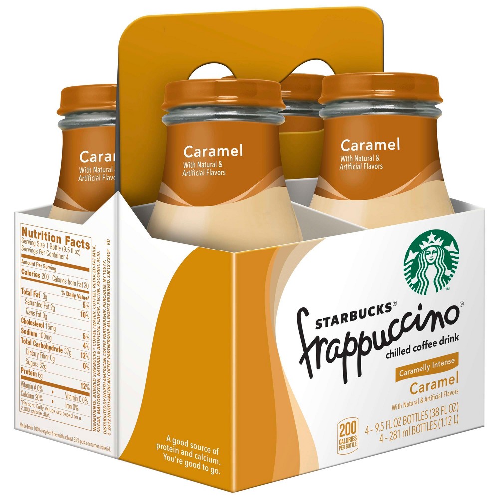 Starbucks Frappuccino Caramel Chilled Coffee Drink - 4pk/9.5 Fl Oz Glass Bottles