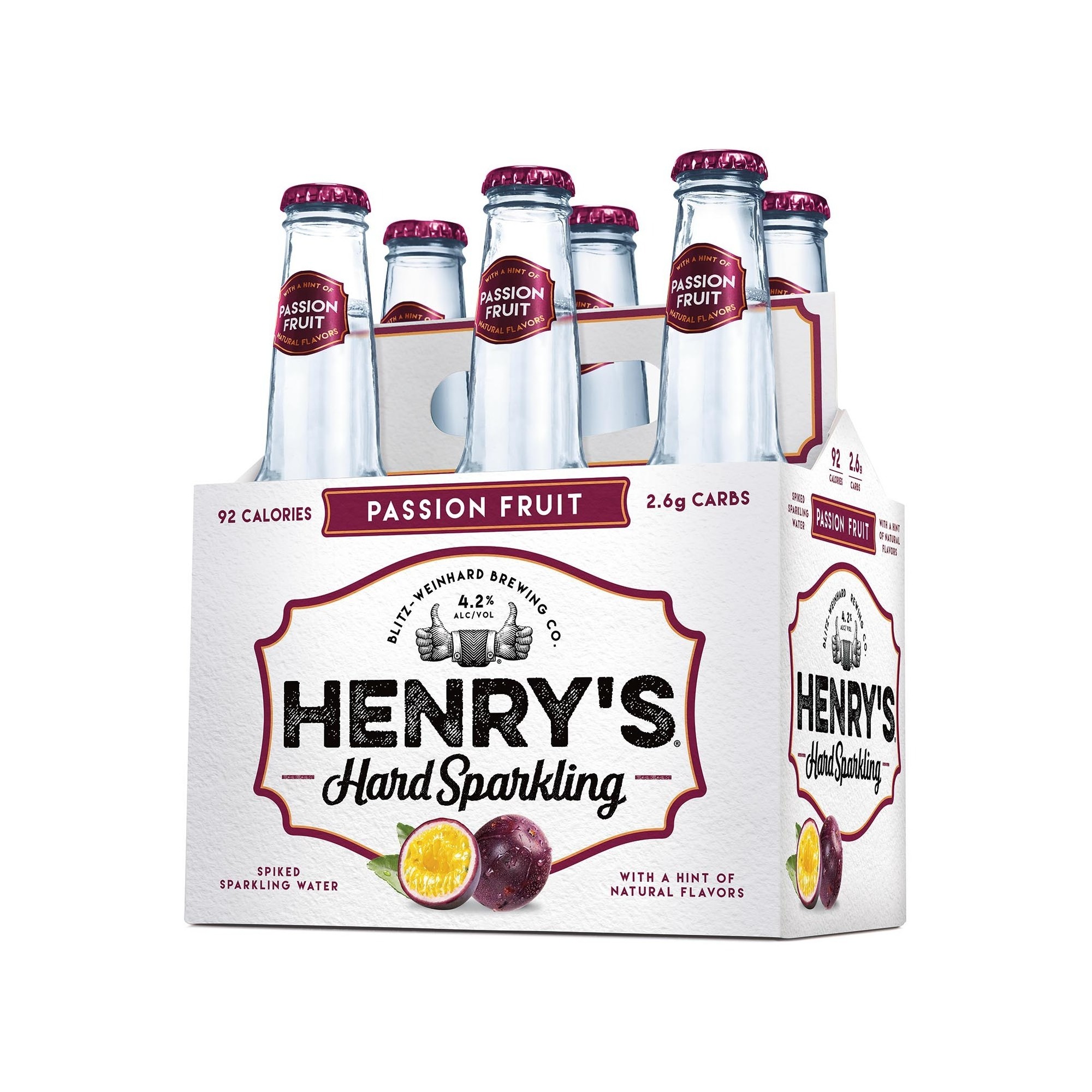 Henry's Hard Spiked Sparkling Water Passion Fruit, Spiked Seltzer, 6 Pack, 12 Fl. Oz. Cans, 4.2% ABV thumbnail