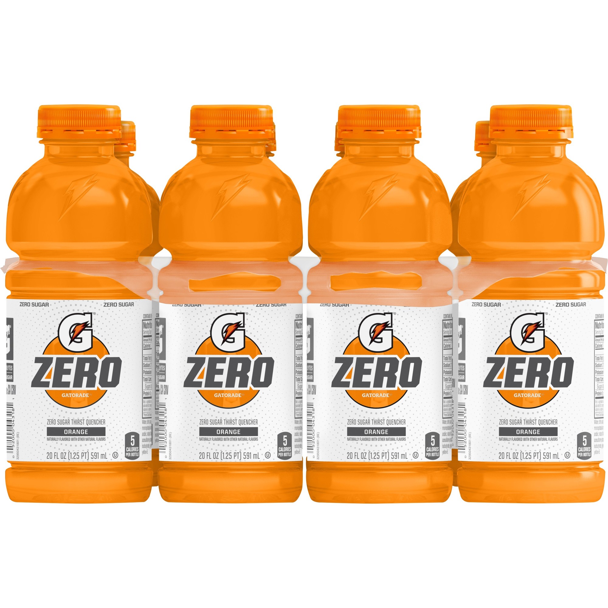 Gatorade Zero Sugar Thirst Quencher  Orange Sports Drinks  20 Fl Oz  8 Count Bottles