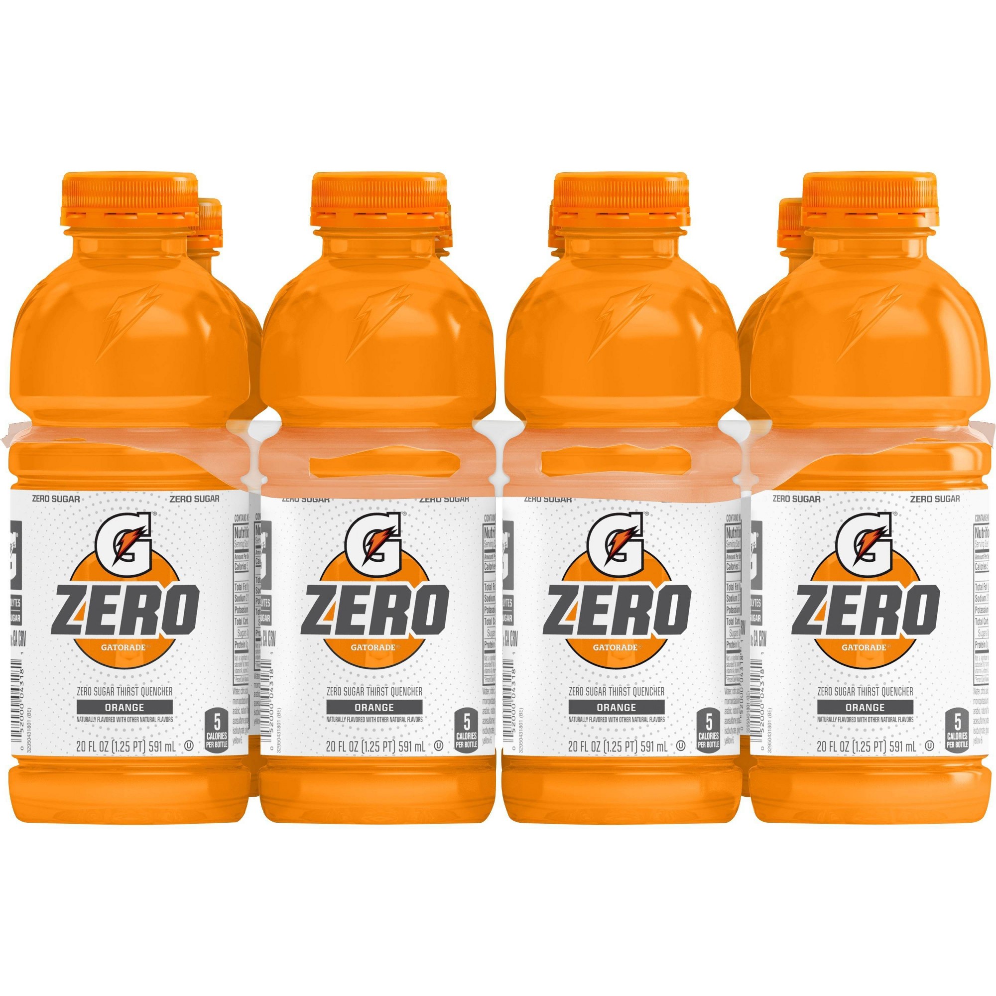 Gatorade Zero Sugar Thirst Quencher  Orange Sports Drinks  20 Fl Oz  8 Count Bottles thumbnail