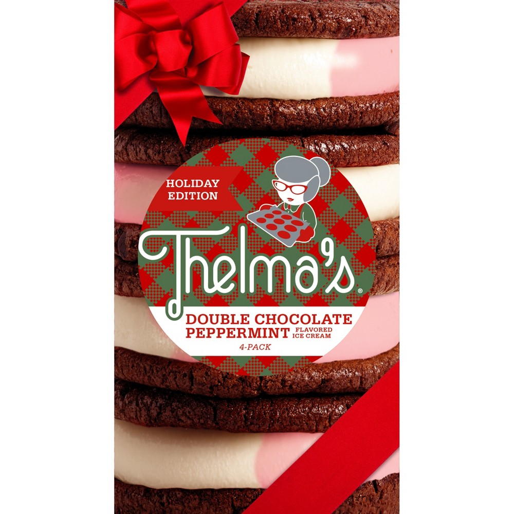 Thelma's Double Chocolate with Peppermint Ice Cream Sandwich - 4pk
