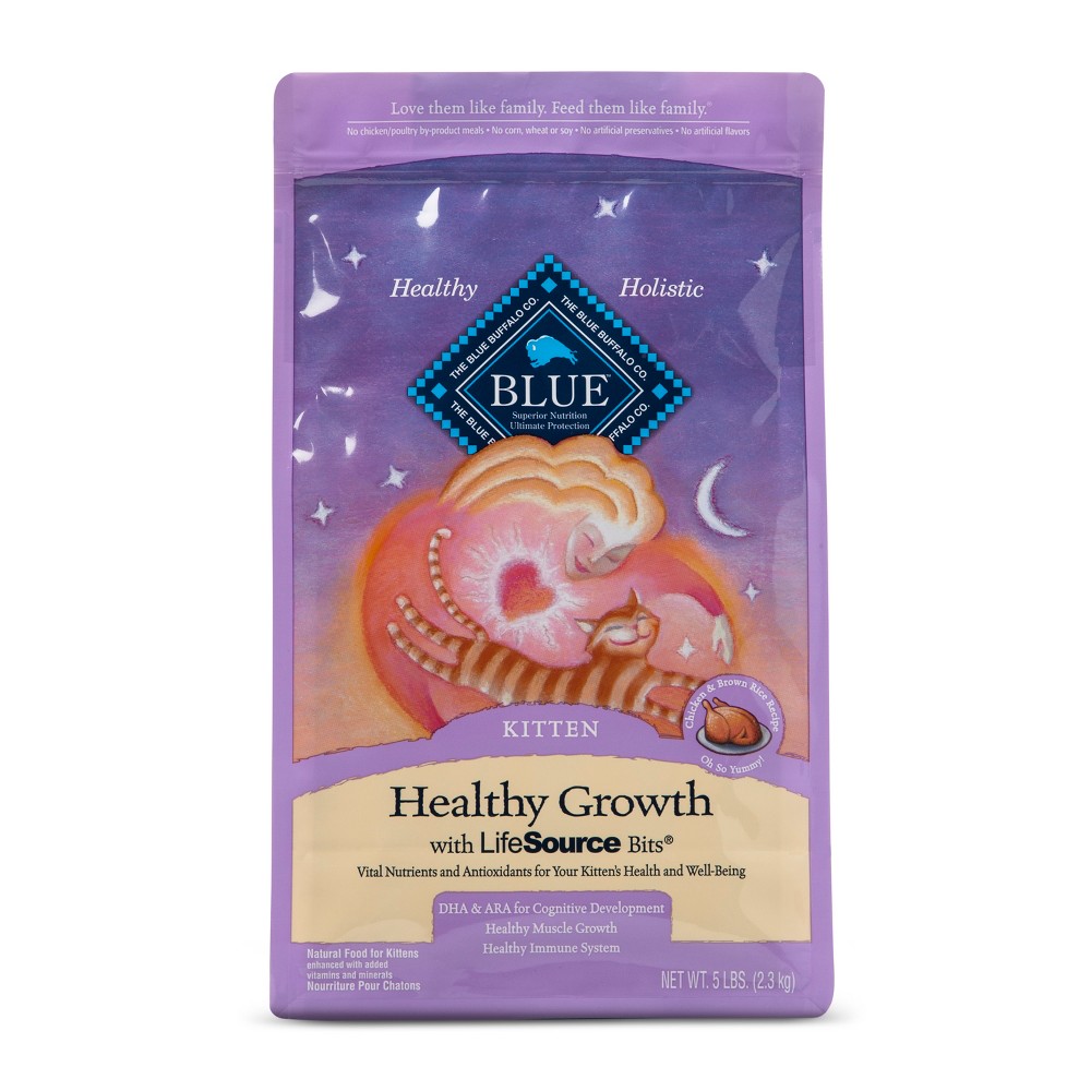 Blue Buffalo Healthy Growth Kitten Chicken & Brown Rice Dry Cat Food - 5lb Bag