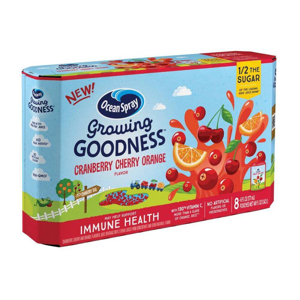 Ocean Spray Growing Goodness Cranberry Cherry Orange Immune Health Juice Drink - 8pk/6 Fl Oz Pouches