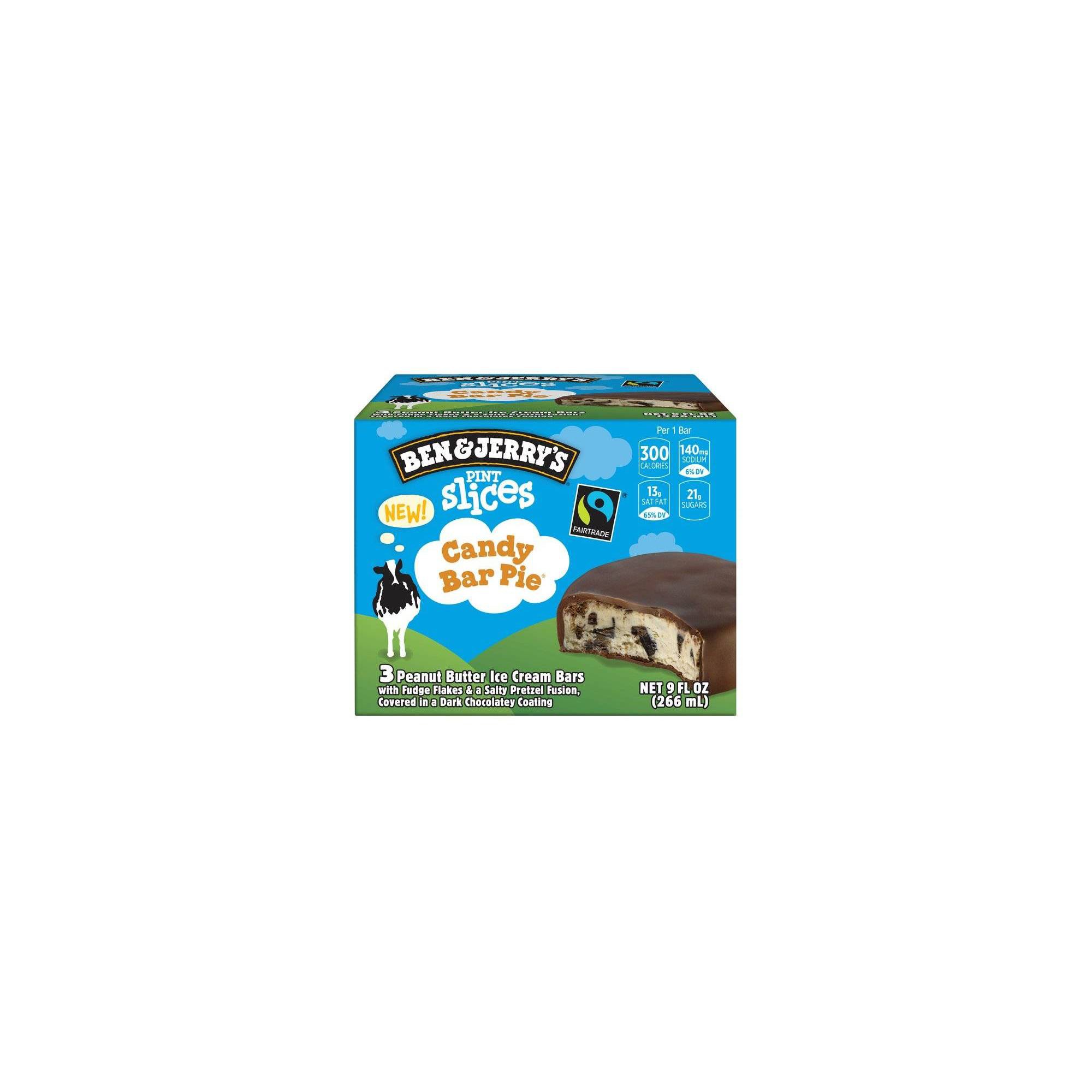 Candy Bar Pie Peanut Butter Ice Cream Bars with Fudge Flakes & a Salty Pretzel Fusion, Covered in a Dark Chocolatey Coating, Candy Bar Pie thumbnail