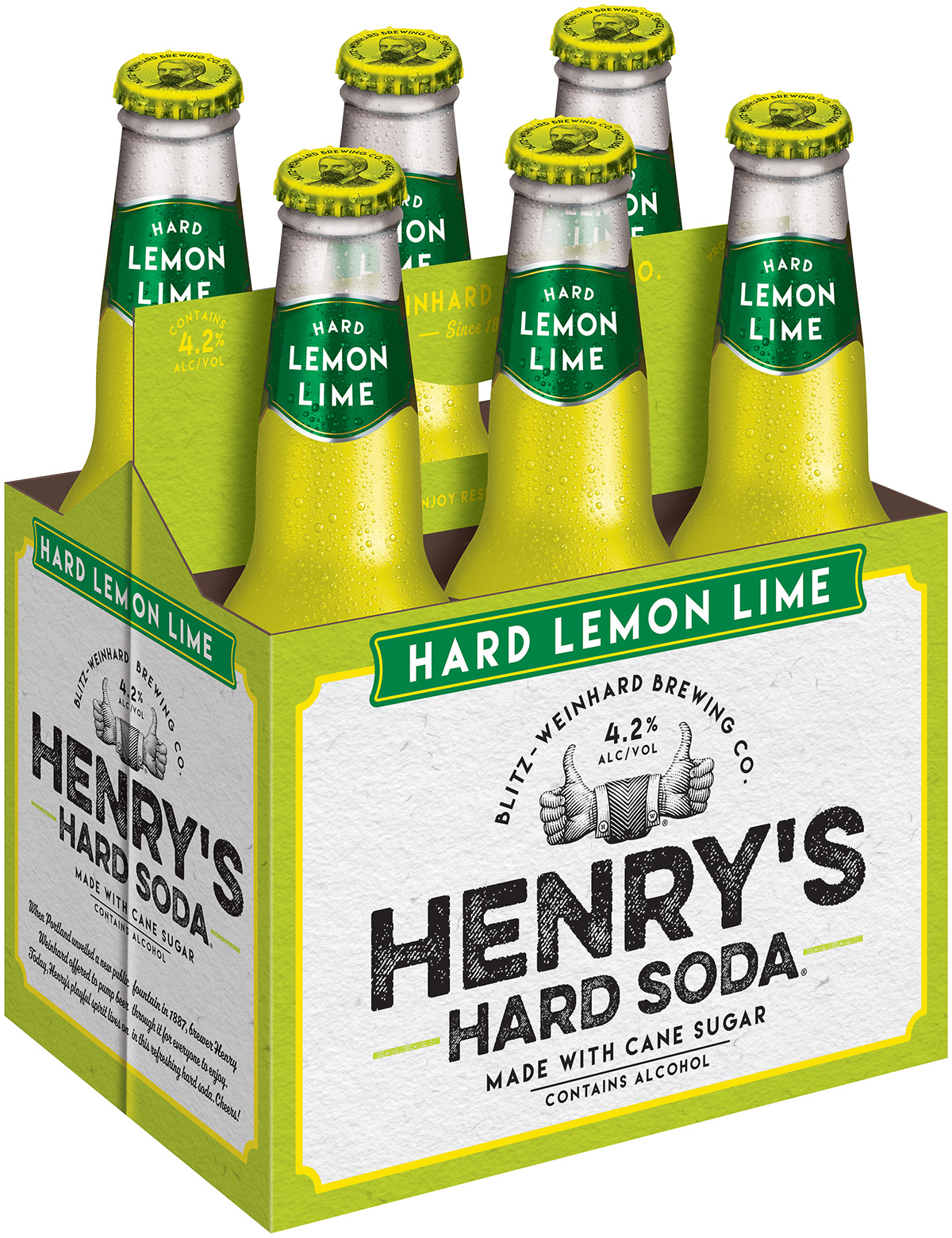 Henry's Hard Soda Lemon Lime, 6 Pack, 12 Fl. Oz. Bottles, 4.2% ABV