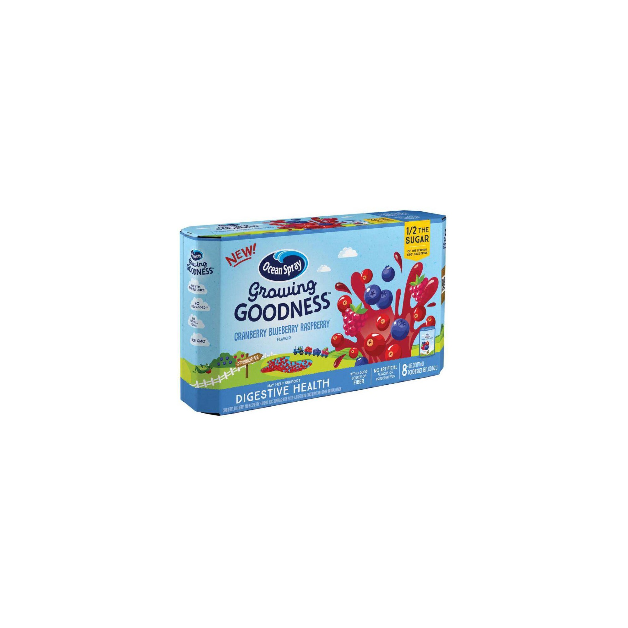 Ocean Spray Growing Goodness Cranberry Blueberry Raspberry Digestive Health Juice Drink - 8pk/6 Fl Oz Pouches thumbnail