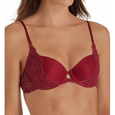 Heidi Klum Intimates Tempting Lily Contour Balconnet Bra (Rhododendron/Black 34B) Model: H23-1455