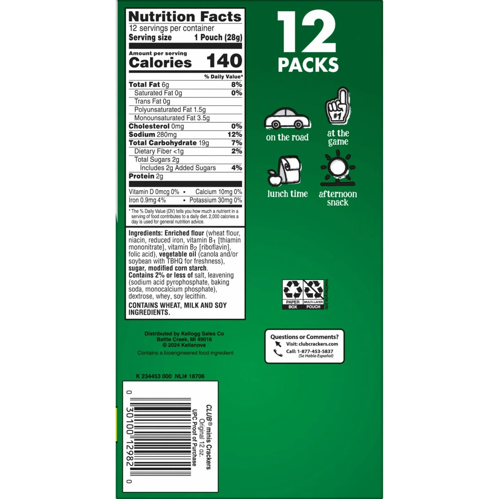 Club Minis Original Mini Crackers, Lunch Snacks, 12 Count thumbnail