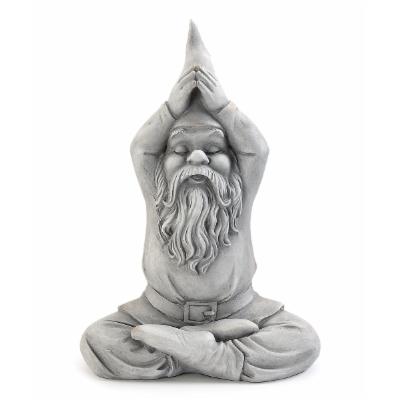 Gnome Yoga Namaste Pewter Grey 13 Inch Resin Stone Collectible Figurine