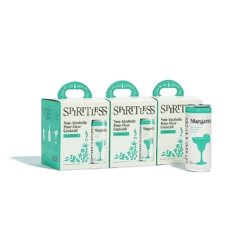 SPIRITLESS Margarita, Non-Alcoholic Pour-Over Cans, Ready to Drink or Mocktail & Cocktail Mixer, Vegan, 80 Calories, 8.45 Fl Oz Cans (12 Pack)