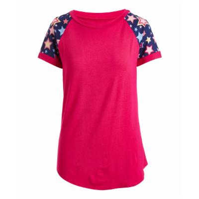 Cool Melon Women's Tee Shirts Fuchsia - Fuchsia & Navy Stars Print Raglan Tee - Women & Plus