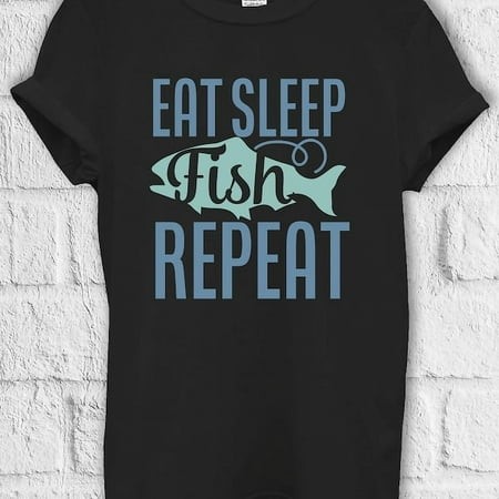 Eat Sleep Fish Repeat Fishing T Shirt Hoodie Sweatshirt Jute Bag Kids T Shirt Baseball Pullover Men Women Unisex Baggy Boyfriend Shirt 3535