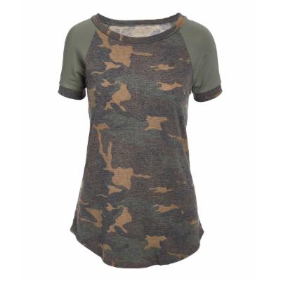 Cool Melon Women's Tee Shirts Camo - Green Camouflage Raglan Tee - Plus