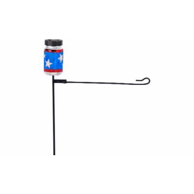 Patriotic Stars Mason Jar Solar Garden Flag Stand
