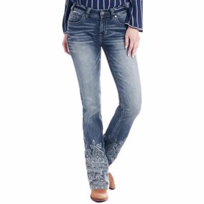 Rock & Roll Denim Mid Rise Bootcut Extra Stretch Discharge Print Cowgirl Jean (26x34) - W1-2518