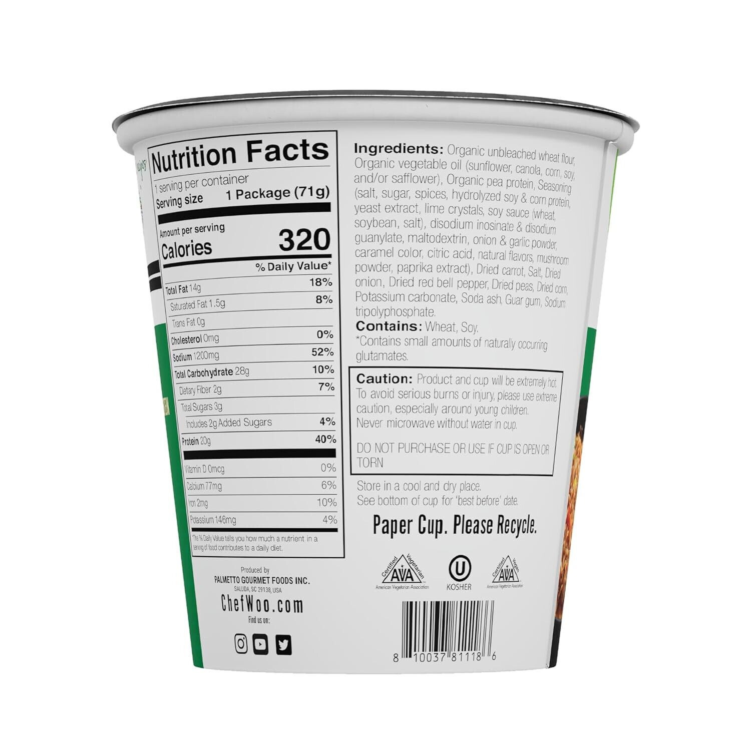 CHEF WOO Spicy Tequila Lime Ramen Cup Noodles (12 PACK), 20g of Plant-Based thumbnail