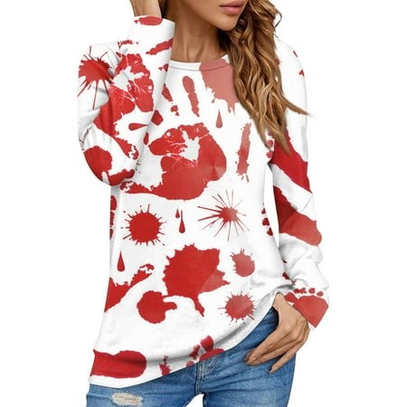 Tunics or Tops to Wear with Leggings Pumpkin Ghost Print Tunic Long Sleeve Crew Neck T-Shirts Casual Loose Tshirts Fall Fashion for Women 2024 Hot Pin