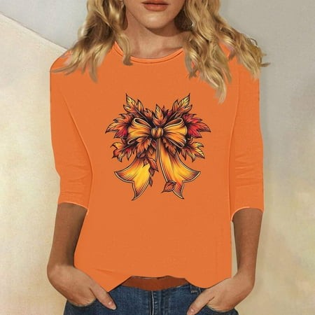 SZJXBUY Womens 3/4 Sleeve Tops and Blouses Halloween Shirts for Women Crewneck Tunic Tshirt Cute Ghost Graphic Tee 2024 Fall Outfits Funny Gifts Tops 