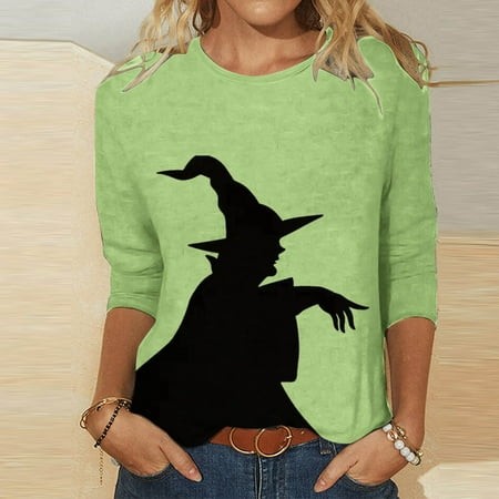 SZJXBUY Women S 3/4 Sleeve Tops and Blouses Halloween Shirts for Women Crewneck Tunic Tshirt Cute Ghost Graphic Tee 2024 Fall Outfits Funny Gifts Tops