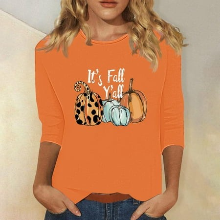SZJXBUY Halloween 3/4 Sleeve Tops for Women Gnomes Shirts for Women Crewneck Tunic Tshirt Cute Ghost Graphic Tee 2024 Fall Outfits Funny Gifts Tops Or