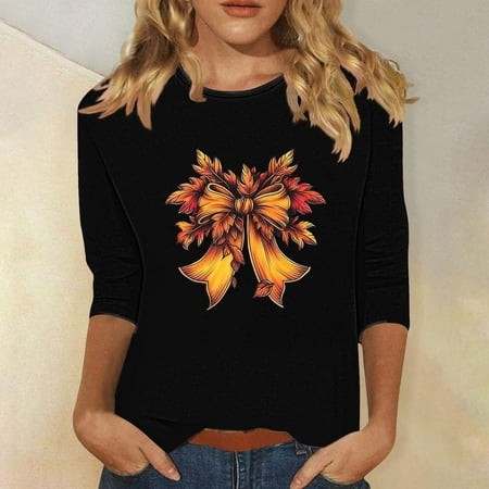 SZJXBUY Womens 3/4 Sleeve Tops and Blouses Halloween Shirts for Women Crewneck Tunic Tshirt Cute Ghost Graphic Tee 2024 Fall Outfits Funny Gifts Tops 