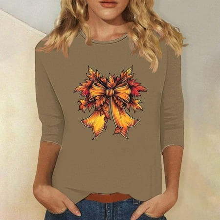 SZJXBUY Womens 3/4 Sleeve Tops and Blouses Halloween Shirts for Women Crewneck Tunic Tshirt Cute Ghost Graphic Tee 2024 Fall Outfits Funny Gifts Tops 