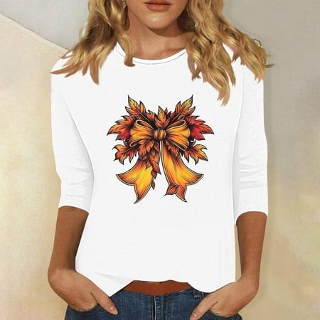 SZJXBUY Womens 3/4 Sleeve Tops and Blouses Halloween Shirts for Women Crewneck Tunic Tshirt Cute Ghost Graphic Tee 2024 Fall Outfits Funny Gifts Tops 